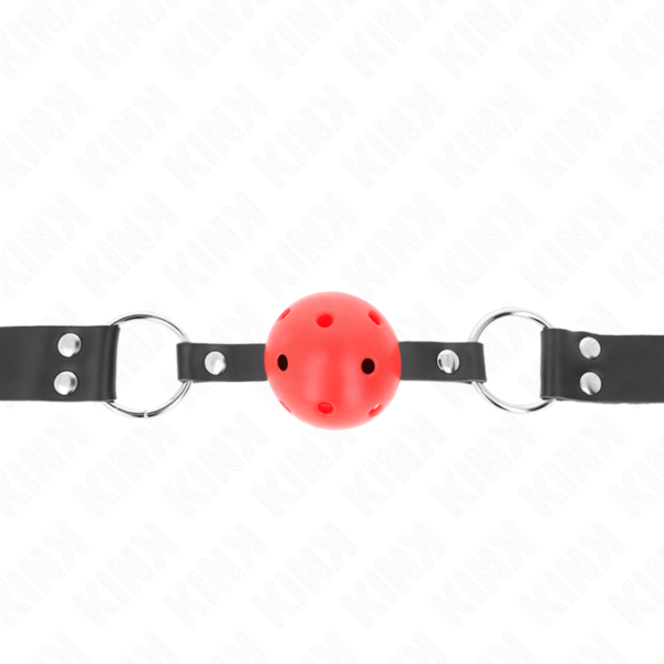 KINK - BREATHABLE BALL 4 CM GAG WITH DOUBLE RIVET RED 62.5 x 2.5 CM ADJUSTABLE 42-58 CM - Image 3