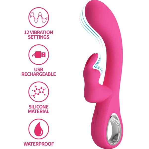 PRETTY LOVE - NOVAK RABBIT VIBRATOR 12 VIBRATIONS PINK - Image 2