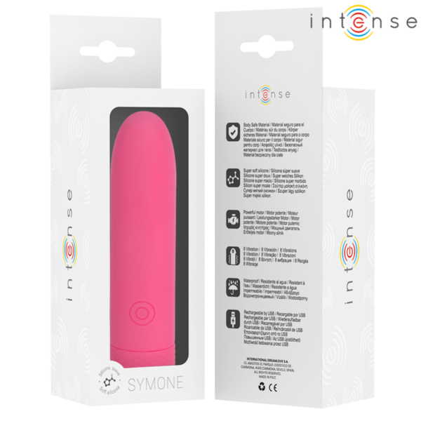 INTENSE - SYMONE USB RECHARGEABLE VIBRATING BULLET 8 VIBRATIONS PINK 10 X 2.2 CM - Image 8