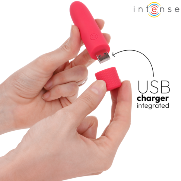 INTENSE - SYMONE USB RECHARGEABLE VIBRATING BULLET 8 VIBRATIONS RED 10 X 2.2 CM - Image 6