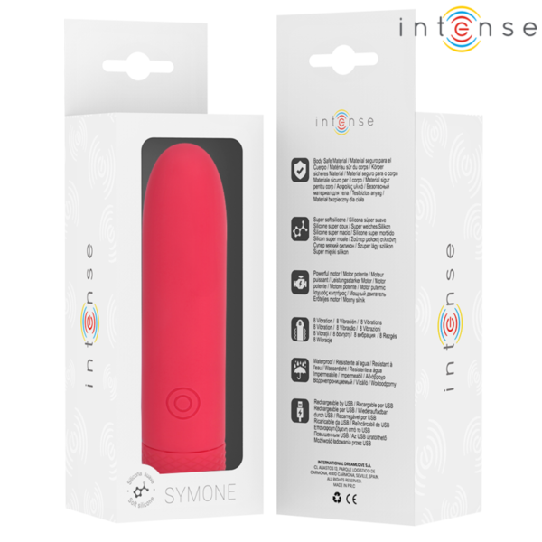INTENSE - SYMONE USB RECHARGEABLE VIBRATING BULLET 8 VIBRATIONS RED 10 X 2.2 CM - Image 8
