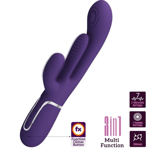 PRETTY LOVE - SHANIA TRIPLE RABBIT VIBRATOR MULTIFUNCTION PURPLE - Image 2