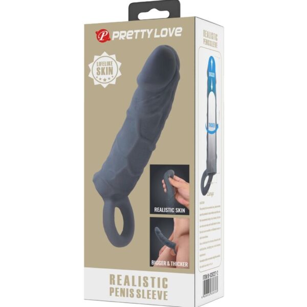 PRETTY LOVE - REALISTIC SKIN PENIS SLEEVE DARK GREY - Image 6