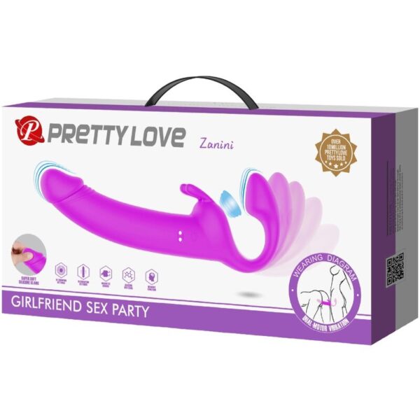 PRETTY LOVE - ZANINI STRAPLESS STRAP-ON 10 VIBRATIONS PURPLE - Image 9