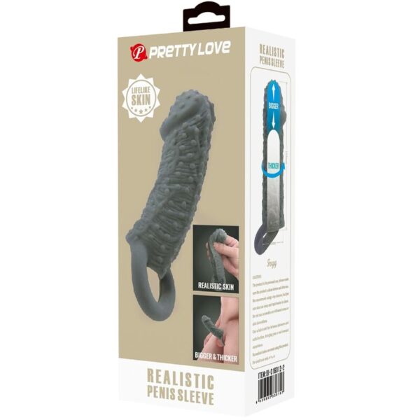 PRETTY LOVE - REALISTIC PENIS ENLARGER AND DELAY SLEEVE MODEL 2 GREY - Image 8