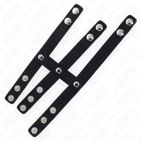 KINK - TRIPLE LEATHER PENIS RING WITH PRESSURE CLOSURE - Image 8