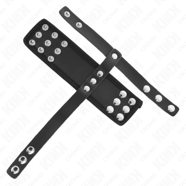 KINK - LEATHER PENIS CAGE RING WITH ADJUSTABLE COATED BALL DIVIDER STRAP - Image 5