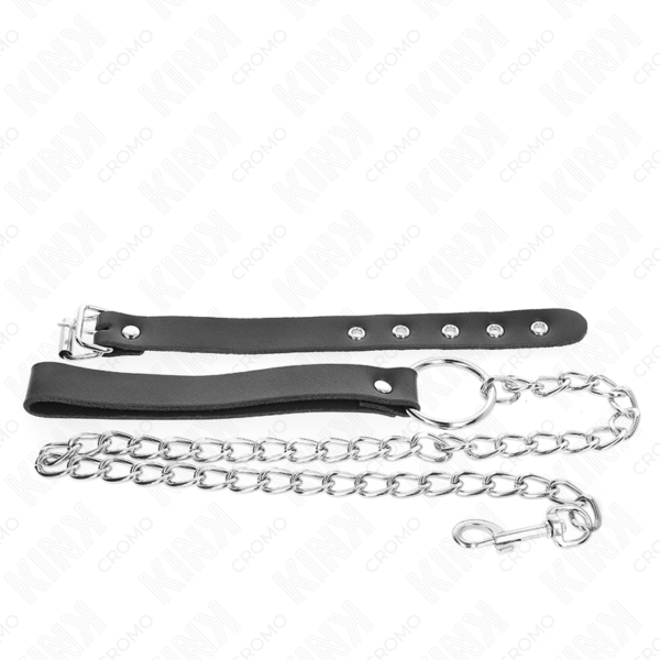 KINK - LEATHER PENIS RING WITH STRAP 21.5 X 2 CM AND METAL CHAIN 60 CM - Image 4