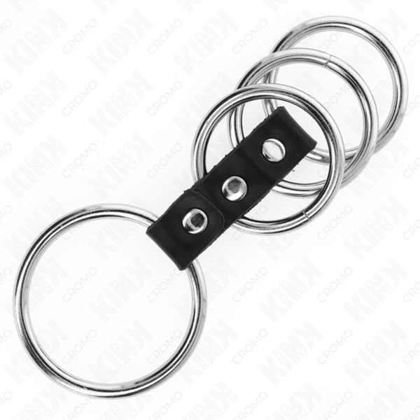 KINK - 4 METAL PENIS RINGS 3.7 CM TO 5 CM CONNECTED BY LEATHER - Image 4