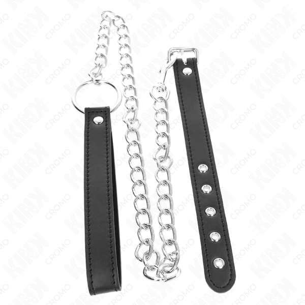 KINK - LEATHER PENIS RING 21.5 X 2 CM WITH 60 CM METAL CHAIN AND LEATHER STRAP - Image 3
