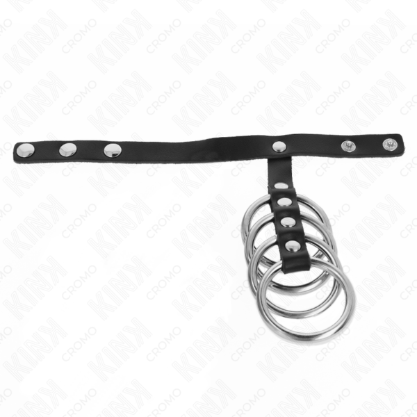 KINK - 4 METAL PENIS RINGS 3.8 CM CONNECTED WITH LEATHER STRAP 22 X 1.5 CM AND PRESSURE CLOSURE - Image 3