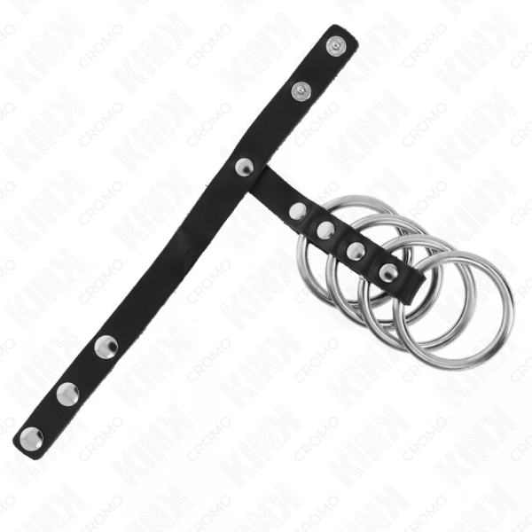 KINK - 4 METAL PENIS RINGS 3.8 CM CONNECTED WITH LEATHER STRAP 22 X 1.5 CM AND PRESSURE CLOSURE - Image 4