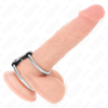 KINK - DOUBLE METAL PENIS RING 3.7 CM TO 5 CM CONNECTED BY LEATHER STRAP MODEL 2 - Image 2