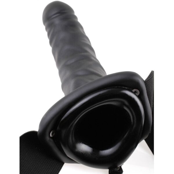 FETISH FANTASY 19 CM VIBRATING HOLLOW STRAP-ON BLACK - Image 4