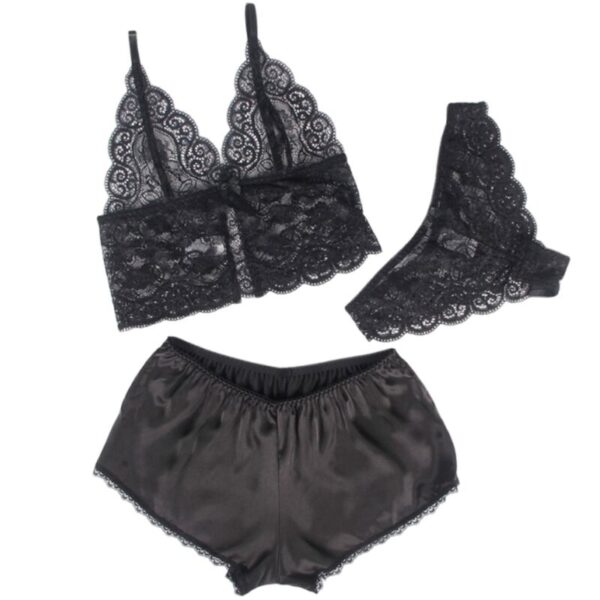 SUBBLIME - 953911 SILK AND LACE NIGHTGOWN + PANTIES BLACK - Image 3