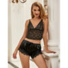 SUBBLIME - 953935 CASUAL SILK NIGHTGOWN + LACE PANTS BLACK - Image 7