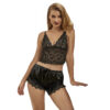 SUBBLIME - 953935 CASUAL SILK NIGHTGOWN + LACE PANTS BLACK