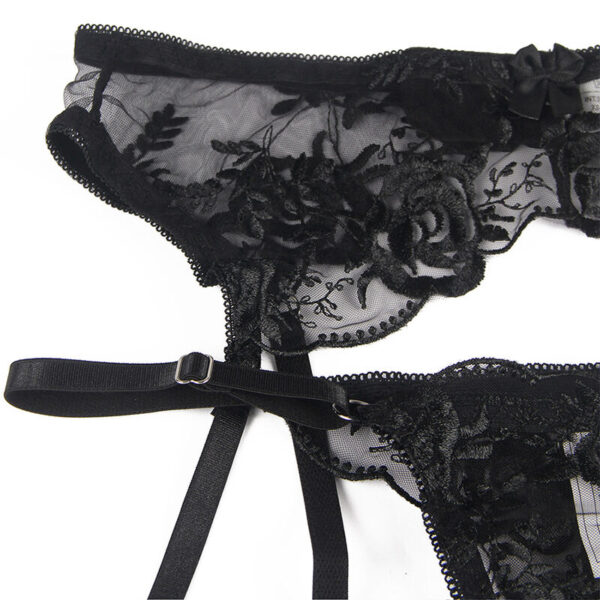 SUBBLIME - 945237 BRA + PANTIES WITH GARTER BELT FLORAL DESIGN BLACK - Image 7