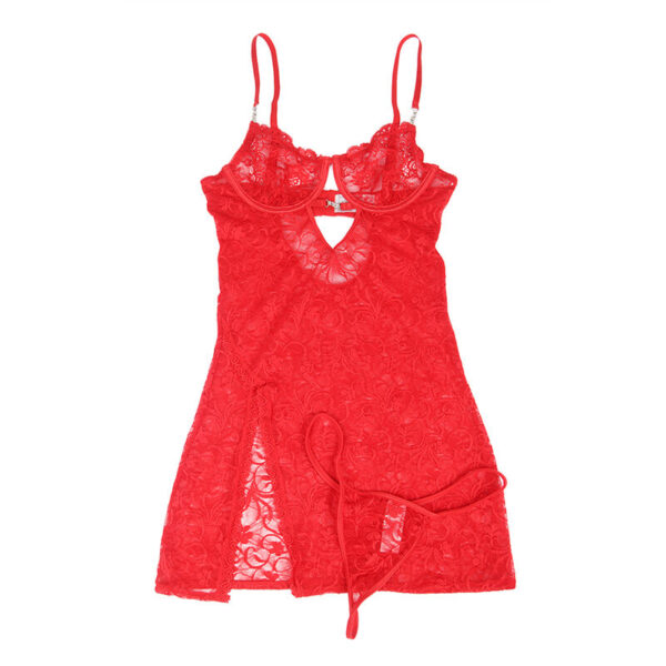 SUBBLIME - 954208 LACE BABYDOLL WITH ADJUSTABLE STRAPS RED - Image 4