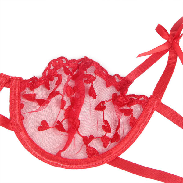 SUBBLIME - 954321 HEART PRINT BRA + THONG + GARTER BELT RED - Image 7
