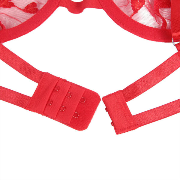 SUBBLIME - 954338 HEART PRINT BRA + THONG + GARTER BELT RED - Image 8