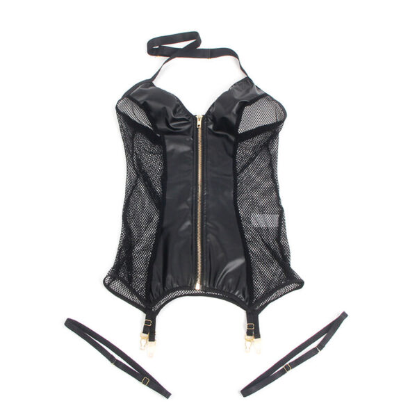 SUBBLIME - 954444 SEXY MESH DRESS LEATHER BLACK - Image 6