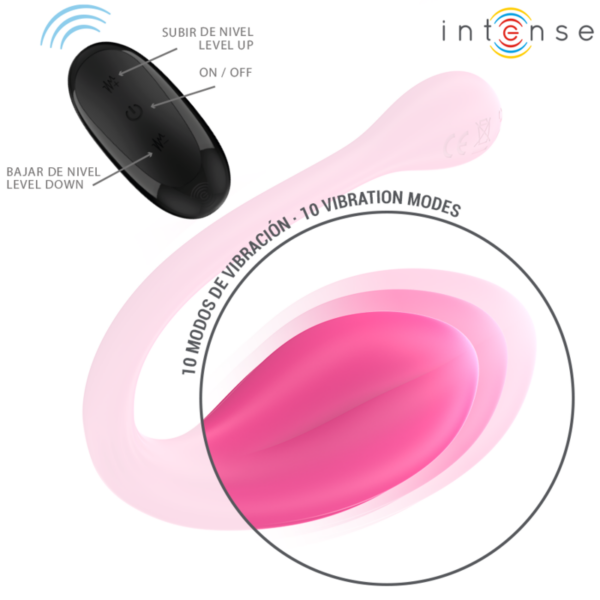 INTENSE - JANICE U VIBRATOR DOUBLE STIMULATION 10 VIBRATIONS PINK REMOTE CONTROL - Image 3
