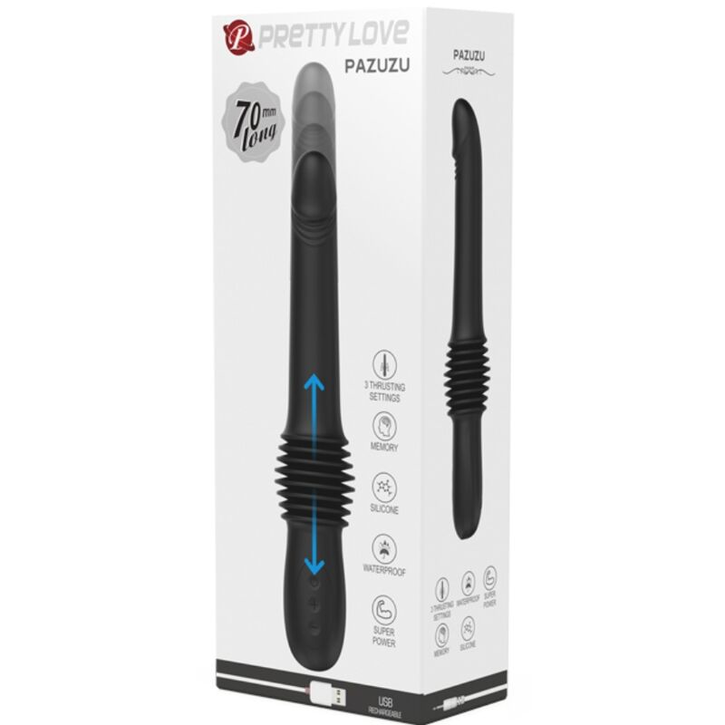 PRETTY LOVE - PAZUZU VIBRATOR 3 THRUST MODES BLACK - Image 8