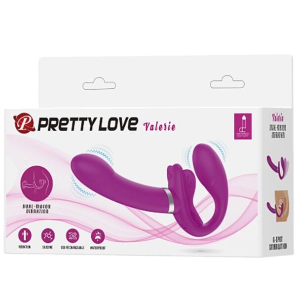 PRETTY LOVE - VALERIE DOUBLE STRAP-ON VIBRATOR 12 VIBRATIONS PURPLE - Image 7