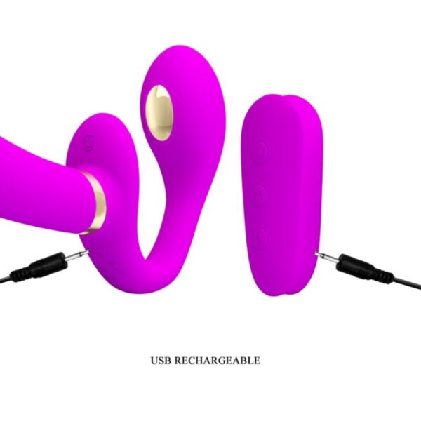 PRETTY LOVE - THUNDERBIRD DOUBLE STRAP-ON VIBRATOR REMOTE CONTROL PURPLE - Image 6