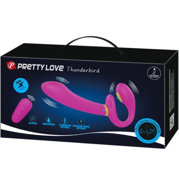 PRETTY LOVE - THUNDERBIRD DOUBLE STRAP-ON VIBRATOR REMOTE CONTROL PURPLE - Image 7