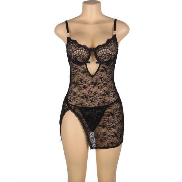 SUBBLIME - 954185 LACE BABYDOLL WITH ADJUSTABLE STRAPS BLACK - Image 3