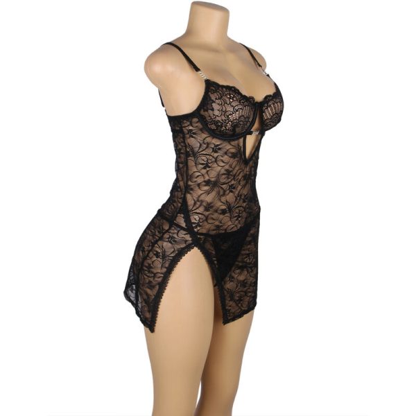 SUBBLIME - 954185 LACE BABYDOLL WITH ADJUSTABLE STRAPS BLACK - Image 4