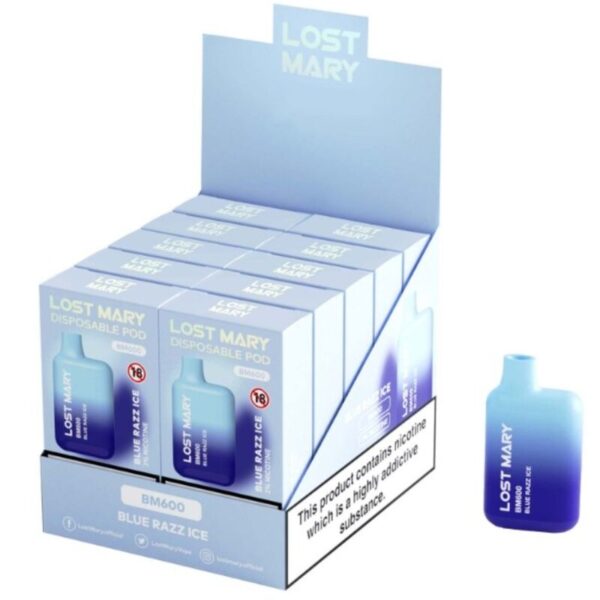 LOST MARY - BM600 NICOTINE VAPER 2% DISPOSABLE BLUE RAZZ ICE - Image 2