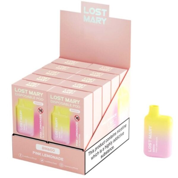 LOST MARY - BM600 NICOTINE VAPER 2% DISPOSABLE PINK LEMONADE - Image 2