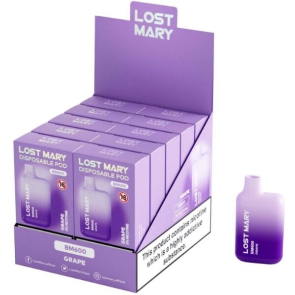 LOST MARY - BM600 NICOTINE VAPER 2% DISPOSABLE GRAPE - Image 2