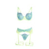 SUBBLIME - 955311 SET OF BRA WITH LACE AND GARTER LINES GREEN AND BLUE - Image 7