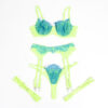 SUBBLIME - 955311 SET OF BRA WITH LACE AND GARTER LINES GREEN AND BLUE - Image 6