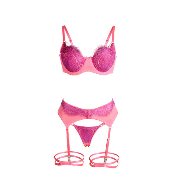SUBBLIME - 955366 BRA SET WITH LACE AND GARTER LINES PINK AND PURPLE - Image 6