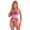 SUBBLIME - 955366 BRA SET WITH LACE AND GARTER LINES PINK AND PURPLE - Image 4