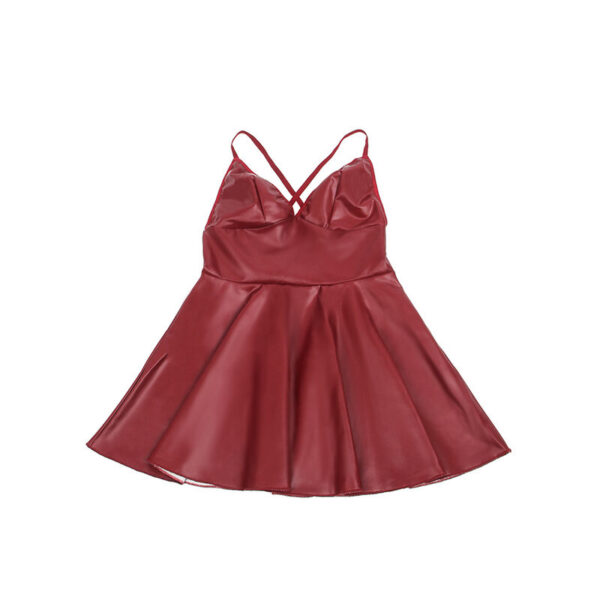 SUBBLIME - 955403 DRESS WITH BURGUNDY LEATHER STRAPS - Image 7