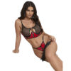 SUBBLIME - 955540 RED PATENT LEATHER MESH ZIPPER BRA SET - Image 3