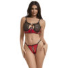 SUBBLIME - 955540 RED PATENT LEATHER MESH ZIPPER BRA SET