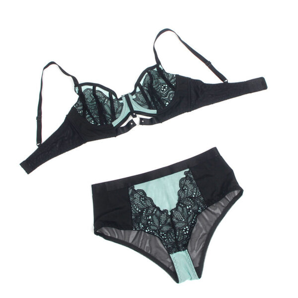 SUBBLIME - 955557 GREEN PATENT LEATHER MESH ZIPPER BRA SET - Image 7