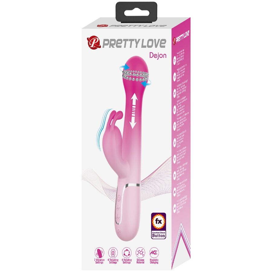 PRETTY LOVE - DEJON 3 IN 1 MULTIFUNCTION RABBIT VIBRATOR PINK - Image 11