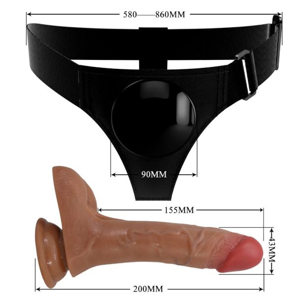 PRETTY LOVE - UNIVERSAL HARNESS BRIEFS WITH VIBRATING AND SQUIRTING DILDO 15.5 CM MULATO - Image 7