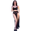 CHILIROSE - CR 4672 BLACK TOP SKIRT AND THONG WITH GOLDEN CHAINS - Image 3