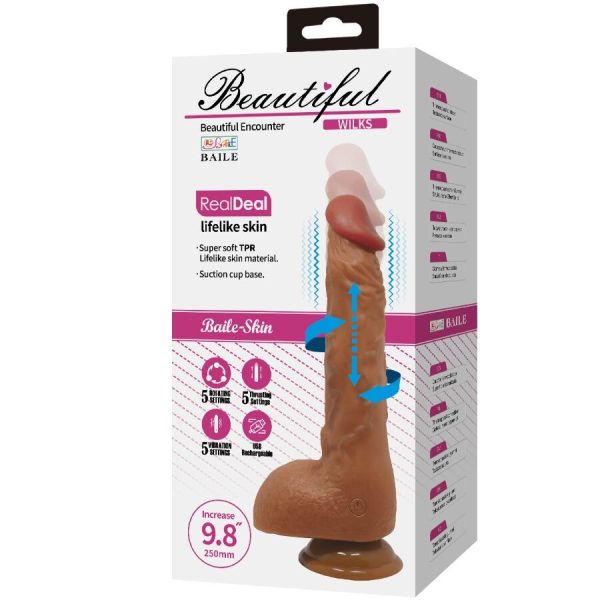 BAILE - BEAUTIFUL WILKS 5 SETTING REALISTIC VIBRATOR 25 CM MULATO - Image 11