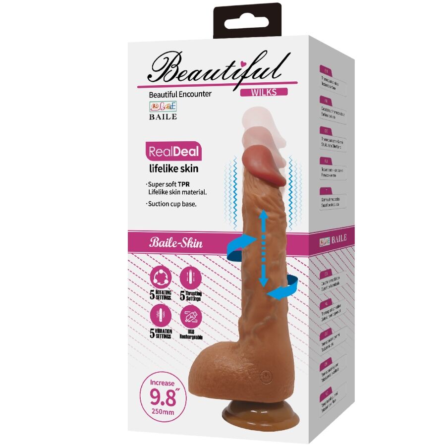 BAILE - BEAUTIFUL WILKS 5 SETTING REALISTIC VIBRATOR 25 CM MULATO - Image 11