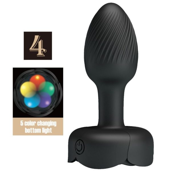 PRETTY LOVE - OLMAN ANAL PLUG WITH LED LIGHT BLACK 8.8 CM - Image 4